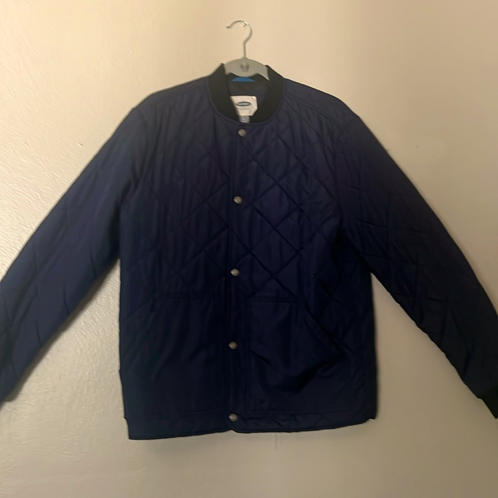 Old navy blue bomber jacket